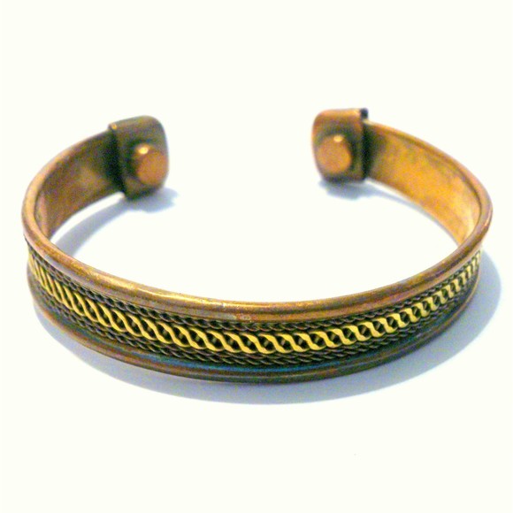 Vintage Copper and Brass Boho Inspired Cuff Bracelet - Picture 2 of 4